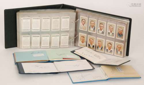 Four 1980s cricketers autograph albums for Warwickshire, Middlesex, Somerset etc and an album of facsimile cricket cards (5)