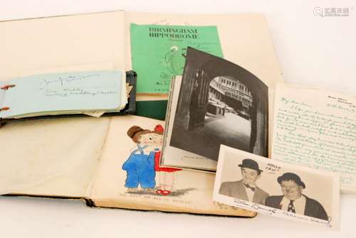 A small parcel lot of autograph books and journals to include signatures of Winston Chruchill, Laurel and Hardy (x2) J.B Priestley, other predominately political figures, one book was given to the vendor by Mr & Mrs Chuter Ede, Mr Edewas Home Secretary in the 1945 Labour Government.