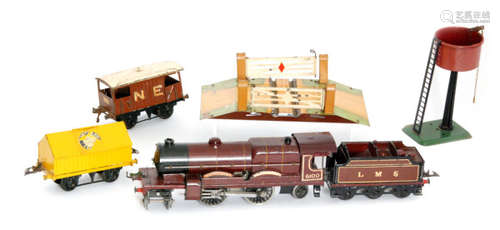 A Hornby O gauge 4-4-2 Royal Scot locomotive and tender N 6100 in LMS maroon livery and various rolling stock and accessories (qty)