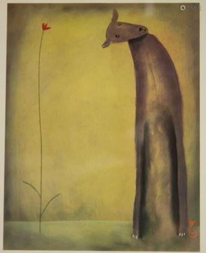 MACKENZIE THORPE (B.1956) - 'Sheep in Love', lithograph, signed in pencil, bears 'Washington Green Certificate of Authenticity' verso, numbered 810 from an edition of 850, framed, 46cm x 31cm also 'A Telegraph Pole' and Is it a Flower or a Dog' after the same hand (3)