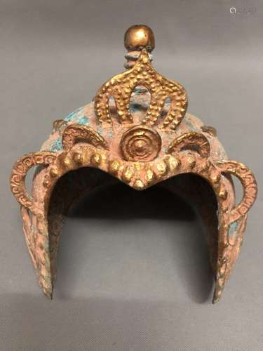 A Gilt Bronze Battle Cap