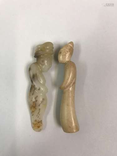 Two Antique Jade Figure