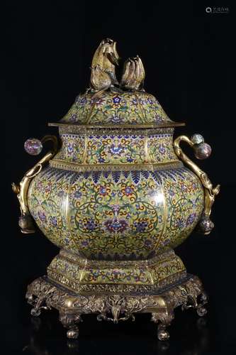 A Large Bronze Cloisonne Cencer