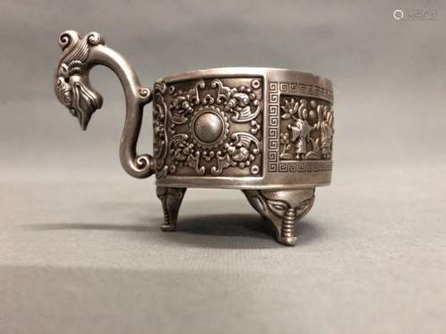 Later 19th C., A Carved Silver Cup