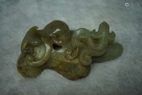 A Carved Hetian Jade Beast