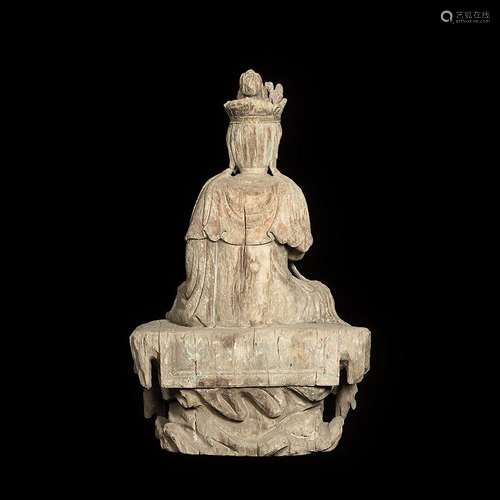 A Carved Wood Buddha Statue