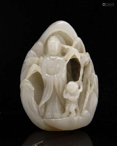 Chinese Jade Carving Guanyin, Ching period