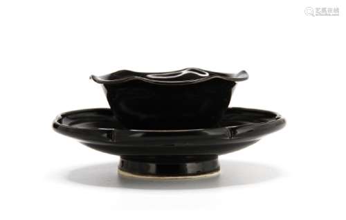 Black-Glazed Ting Cup and Cupstand