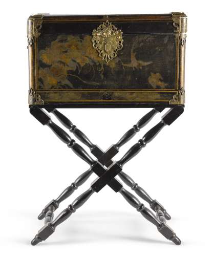 A German rococo gilt-brass mounted japanned travelling writing box attributed to the workshop of Martin Schnell, Dresden,circa 1730