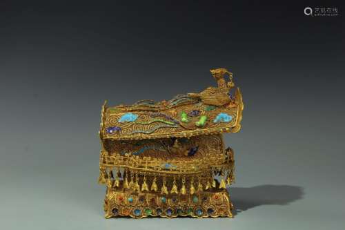 Chinese Gilt Silver Enamel Temple Case/Box