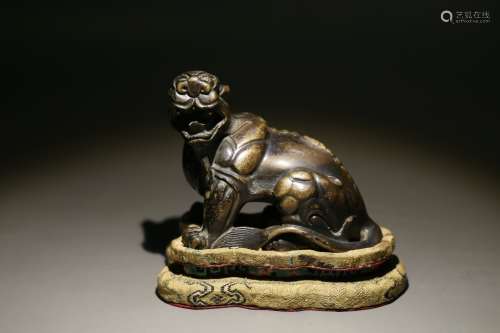 Chinese Bronze Seated Beast