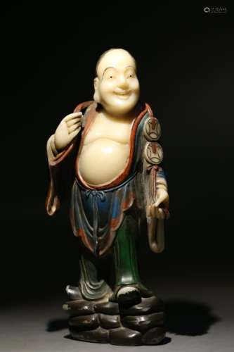 Chinese Soapstone Smiling Buddha