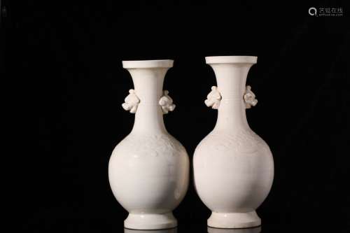 Pair of Chinese White Glazed Vases