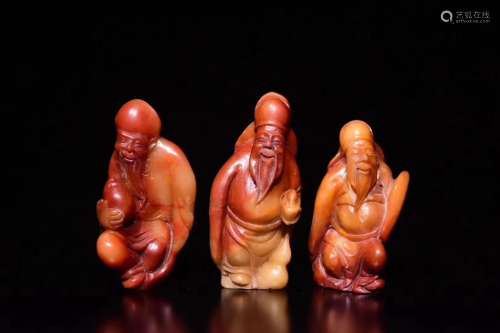 Three Chinese Soapstone Figural