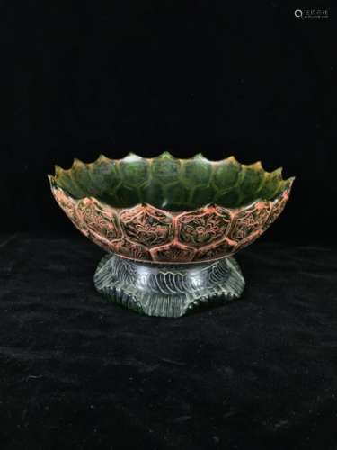 Chinese Tang Green Peking Glass Bowl