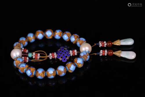 Chinese Silver Enamal Beads Bracelet