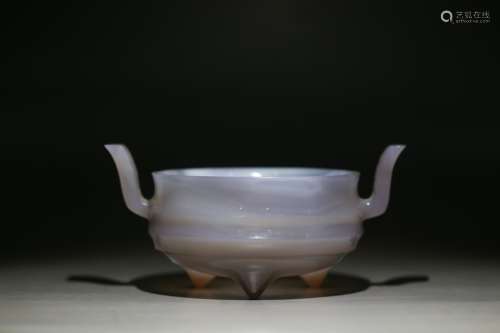 Chinese Agate Burner w Two Handles