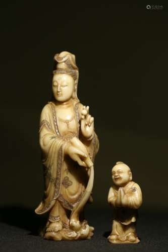 Two Chinese Soapstone Carved Figural