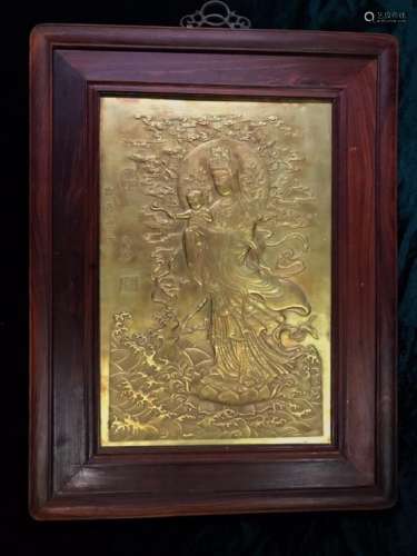 Chinese Porcelain Plaque w Wood Frame