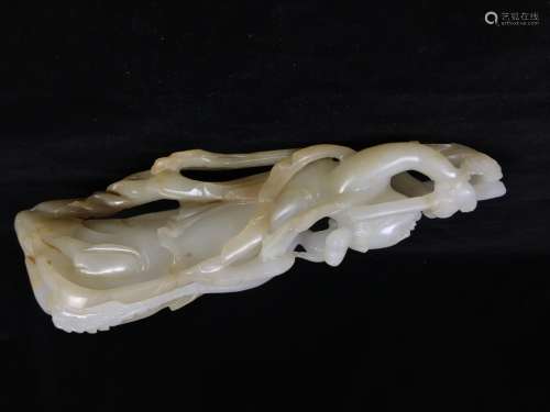 Chinese Hetian Jade Carved Flying God