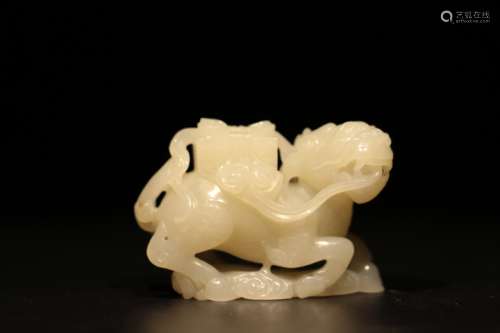 Chinese Hetian White Jade Beast