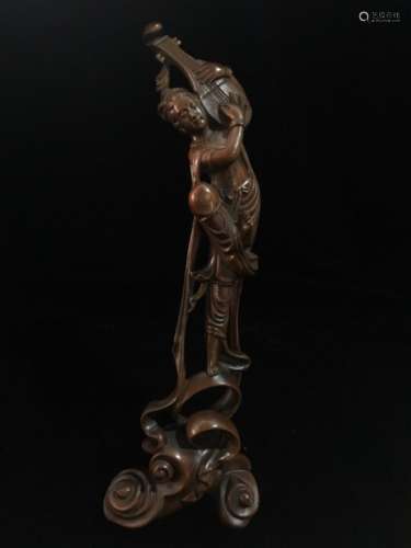 Chinese Huangyang Wood Carved Dancing Lady