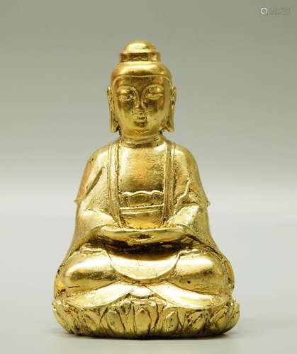 Chinese 10K Gold Overlaid Bronze Buddha