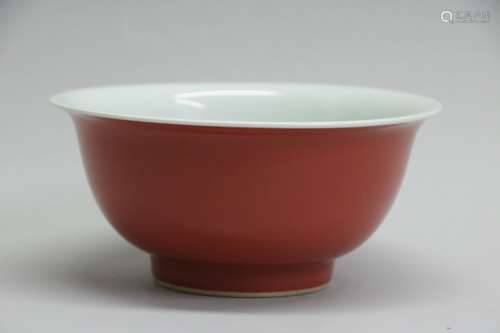 Chinese Coral Red Monochrome Glazed Bowl