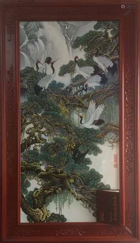 Chinese Famille Rose Porcelain Plaque, Marked