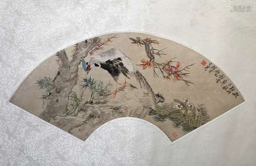 Chinese water color painting on a fan