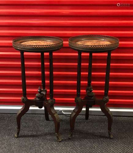 Pair of Mohogani Wood Small Tables