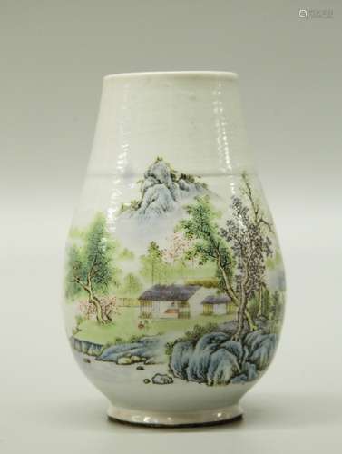 Qing Dynasty Chinese Landscape Porcelain Vase