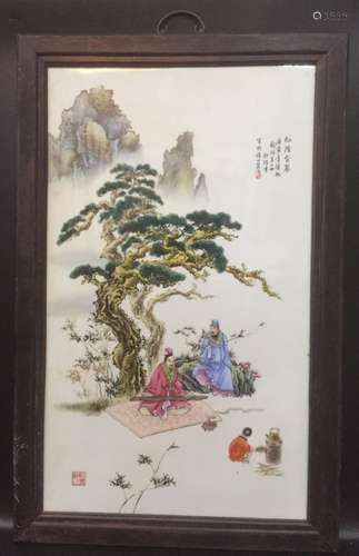 Chinese Famille Rose Porcelain Plaque, Marked