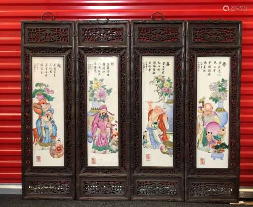Set of 4 Pieces Chinese Porcelain Plaques