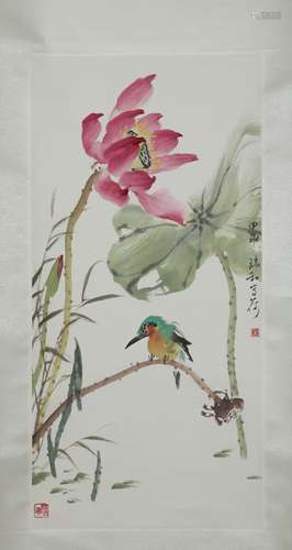 Chinese Ink/Color Painting on Scroll, Signed