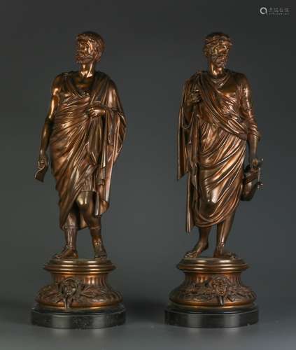 Pair of 19th C. European Bronze Status