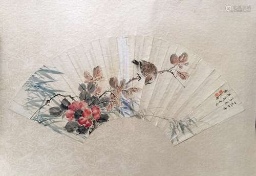 Chinese water color painting on a fan