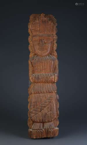 African Wood Carving Panel, Figure Designed