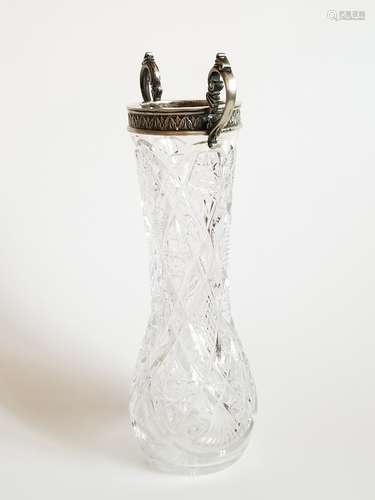 Antique Russian Crystal Silver Vase