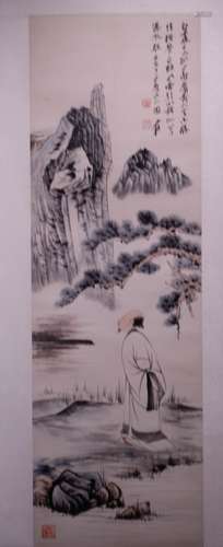 Chinese Ink/Color Scroll Painting, Signed