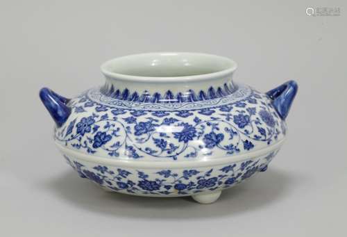 Chinese Blue/White Tripod Censer