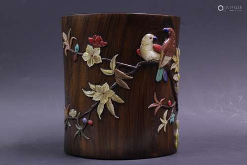 Chinese HuangLi Wood Brush Pot