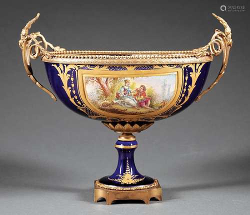 Antique Gilt Bronze-Mounted Sevres-Style Porcelain