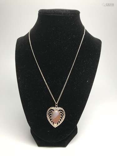 Platinum Necklace Mounted Agate