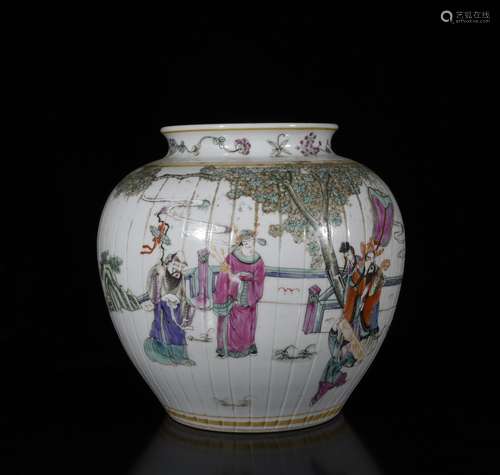 Chinese Famille Rose Porcelain Jar, Marked