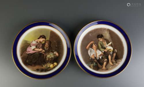 Pair of European Porcelain Dishes w/ Figures