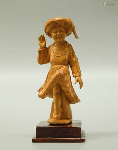 Chinese Huang Yang Wood Carving of a Figure