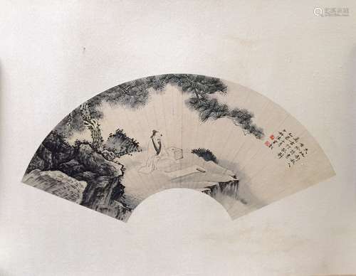 Chinese water color painting on a fan