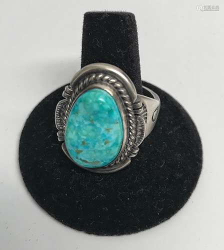 Indian Silver Ring Mounted Turquoise