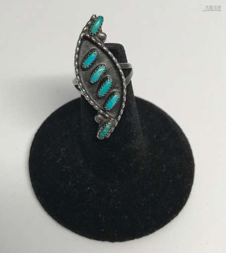 Indian Silver Ring Mounted Turquoise